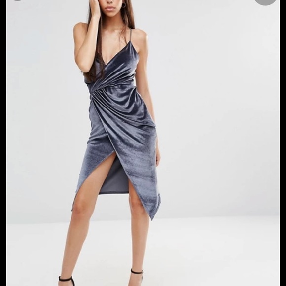 Boohoo Grey Velvet Dress - Picture 1 of 3